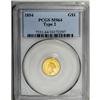 Image 3 : 1854 G$1 Type Two MS64 PCGS. The lemon-yellow surfaces 