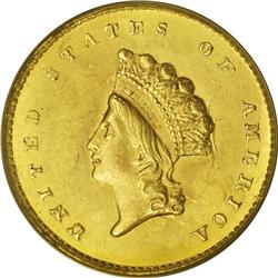 1855 G$1 Type Two MS64 PCGS. This beautiful near-Gem i 