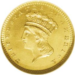 1867 G$1 MS66 Prooflike NGC. This piece is at once a g 