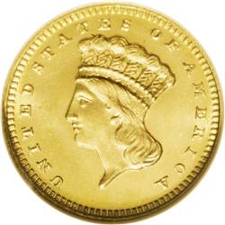 1868 G$1 MS67 Prooflike NGC.From The Derrick Snider Co 