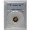 Image 3 : 1872 G$1 PR65 Deep Cameo PCGS. The 1872 proof gold dol 