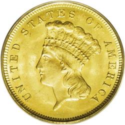 1880 $3 MS65 PCGS. Produced to the extent of only 1,00 