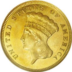 1876 $3 PR64 Cameo NGC. 