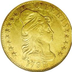 1798 $5 Large Eagle, Large 8, 13 Star Reverse AU53 NGC 