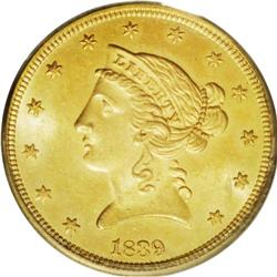 1839 $5 MS64 PCGS. 