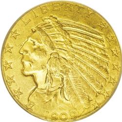 1909-O $5 MS61 PCGS. Along with the 1929 issue, the 19 