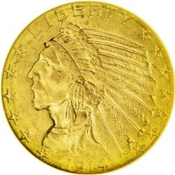 1914-D $5 MS65 NGC. This scarce Denver Mint issue is c 