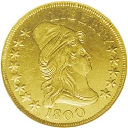 1800 $10 --Rims Filed, Tooled--ANACS. AU55 Details. B. 