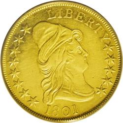 1801 $10 AU53 PCGS. Breen-6843, B. 2-B, Taraszka-25, R 