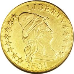 1801 $10 AU58 NGC. Breen-6843, B. 2-B, Taraszka-25, R. 