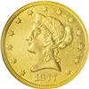 Image 1 : 1877 $10 AU55 NGC. The 1877 eagle concludes a run of d 