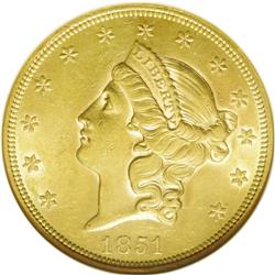 1851 $20 AU58 NGC. Gold was pouring into the Philadelp 