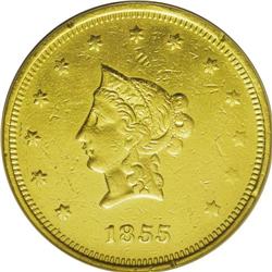 1855 $20 Wass Molitor Twenty Dollar, Small Head--Rim D 