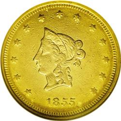 1855 $20 Wass Molitor Twenty Dollar, Small Head AU55 N 