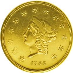 1855 $50 Wass Molitor Fifty Dollar AU55 NGC. K-9, R.5. 