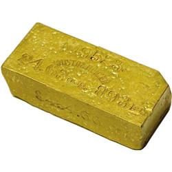 Justh & Hunter Gold Ingot. No. 9523. The top side reads 
