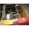 Image 1 : BOX OF MISC NAIL PULLER, SAW VISE, PLUMBING PIECES ETC.