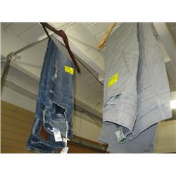 2 NEW PR OF PANTS, GUESS JEANS SIZE 31 X 32, PR OF DENVER HAYES PANTS  32/32