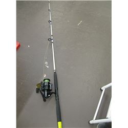 WHITE FISHING ROD WITH OMOTO REEL (ROD HAS BROKEN TIP)