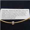 Image 2 : Necklace 18kt Yellow/White Gold - Solitaire Diamond on a Yellow Gold Omega Link Chain.  Round Brill 