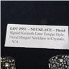 Image 2 : Necklace - Plated - Signed Kenneth Lane Torque Style Floral Hinged Necklace w/Crystals - N/A