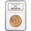 Image 1 : 1908 No Motto $20 St. Gaudens Double Eagle Gold Coin NGC MS63