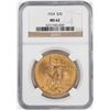 Image 1 : 1924 $20 St. Gaudens Double Eagle Gold Coin NGC MS62