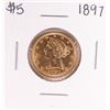Image 1 : 1897 $5 Liberty Head Half Eagle Gold Coin