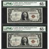 Image 1 : (2) Consec. 1935A $1 Hawaii Silver Certificate WWII Emergency Notes PMG Gem Unc. 65EPQ