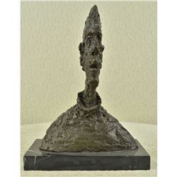 Signed Gia Abstract man Bust Art Deco Marble Sculpture Big Head Bronze Figurine
