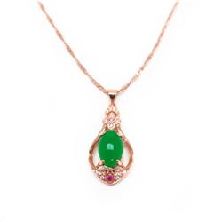 Beautiful Carved Jade Stone Surrounded in Semi-Precious