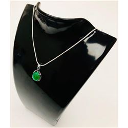 Unique 925 Silver Green Jade Pendant Paired With Sterling Silver 925 Necklace