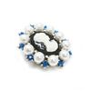 Image 2 : Blue Rhinestone And White Pearl Cameo Broach