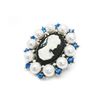 Image 3 : Blue Rhinestone And White Pearl Cameo Broach