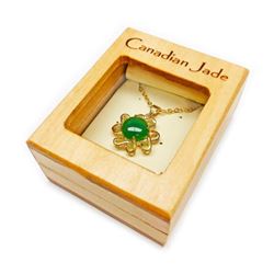 Fine Ladies 1.35ct Round Cut Canadian Jace Necklace in 18K Gold Plated Four Leaf Clover Mount
