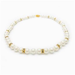 White Akoya Shell Pearl Necklace 49 Pearls In Total