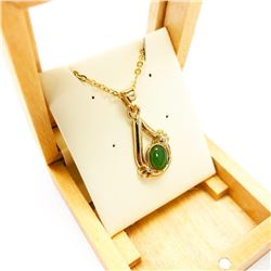 Timeless Ladies .23ct Oval Cut Canadian Jade Necklace in 18K Gold Plated Mount