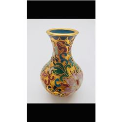 Asian Cloisonne & Enameled Floral Decorated Vase