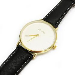New Geneva Men's Watch With Stitched Leather Band