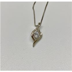 Ladies CZ Diamond Flame Spirit Pendant Necklace