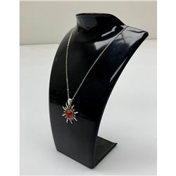 Bright Amber Sun Pendant Necklace