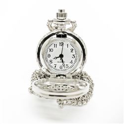 Elegant Silver Tone Watch Pendant Necklace