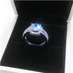Ladies 925 Silver Marked 2 Carat Main Stone CZ Diamond Ring