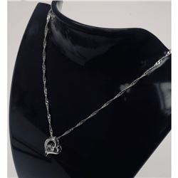 Sterling Silver Rhinestone Heart Pendant Paired With 925 Twist Link Necklace