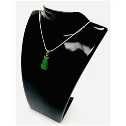 Unique 925 Silver Green Jade Pendant Paired With Sterling Silver 925 Necklace