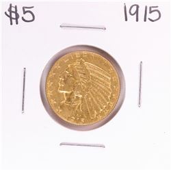 1915 $5 Indian Head Half Eagle Gold Coin