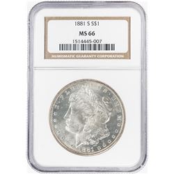 1881-S $1 Morgan Silver Dollar Coin NGC MS66