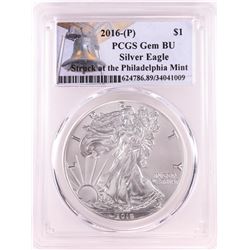 2016-P $1 American Silver Eagle Coin PCGS Gem BU Struck at the Philadelphia Mint