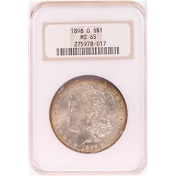 1898-O $1 Morgan Silver Dollar Coin NGC MS65 Nice Toning Old Holder