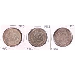 Lot of 1923-1925 Mexico Un Pesos Silver Coins